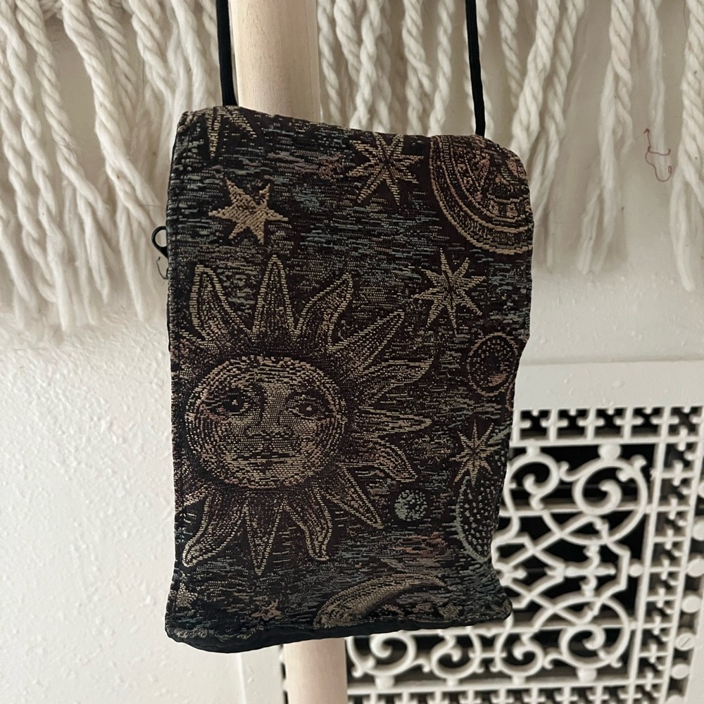 Vintage Sun and Moon Tapestry Crossbody Bag